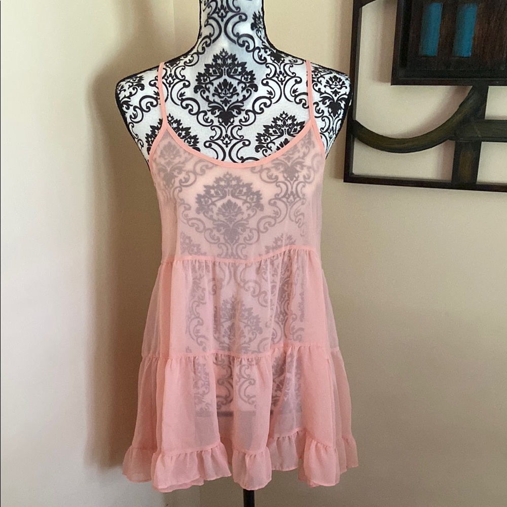 Audrey Peach Sheer Tunic Top